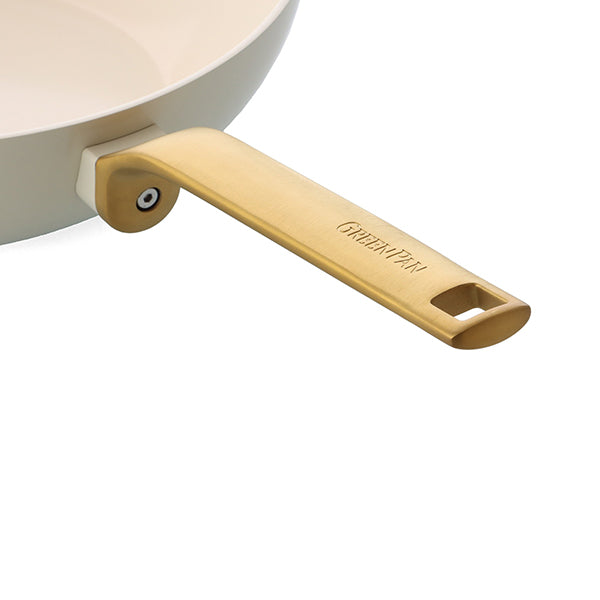 Lot 2 poêles 24 et 28 cm et wok 28 cm aluminium antiadhésif crème Evolution Green pan - Mathon - 6