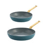 Lot 2 poêles aluminium antiadhésives bleues 24 et 28 cm Evolution Green pan - Mathon - 1