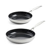 Lot 2 poêles antiadhésives en inox 24 et 28 cm Geneva Green pan - Mathon - 1