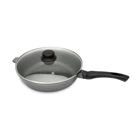 Sauteuse revêtement Dur comme la pierre 28 cm et couvercle en verre Mathon - Mathon - 1