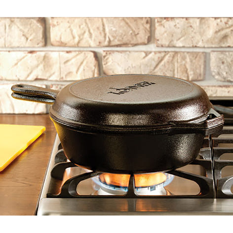 Set poêle 26 cm et sauteuse 3L en fonte naturelle avec double poignées Lodge - Mathon - 2