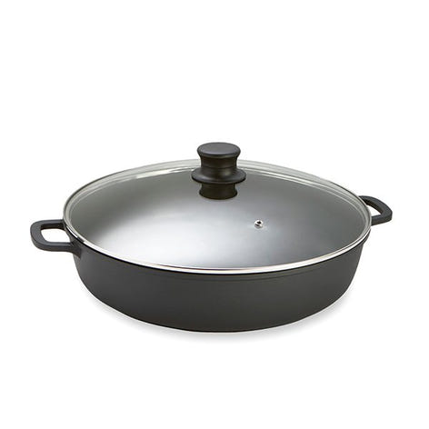Faitout fonte avec couvercle en verre 36 cm noir Lacor - Mathon - 1