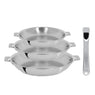 Lot 3 poêles tout inox Casteline 20, 24 et 28 cm et manche amovible Cristel - Mathon - 1