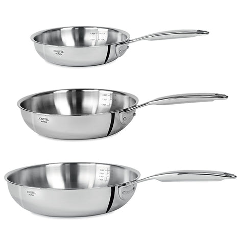 Lot 3 poêles sautoir tout inox Castel