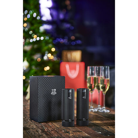 Coffret duo de moulins à poivre et à sel électriques Line noir mat 15 cm Peugeot - Mathon - 2