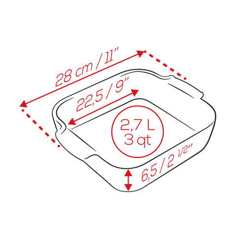 Plat à four céramique Appolia carré rouge 28 cm Peugeot - Mathon - 2