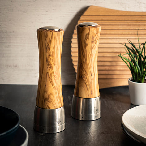 Moulin à sel Madras 21 cm en inox et bois d