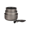 Set 3 casseroles anti-adhésives Effet Pierre et manche amovible Mathon - Mathon - 1