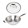 Lot wok tout inox et couvercle verre 30 cm Excell