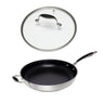 Lot poêle inox antiadhérent et couvercle verre 32 cm Excell