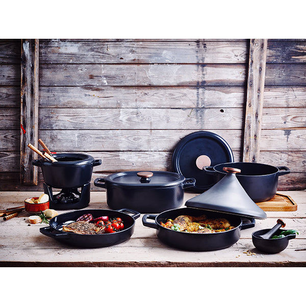 Poêle grill en fonte émaillée 28 cm Nori 3 L noir Beka - Mathon - 3