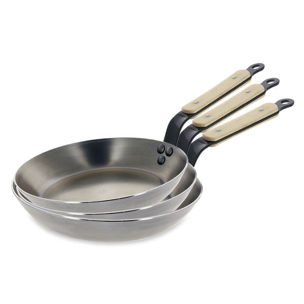 Lot 3 poêles acier Minéral B Bois 20, 24 et 28 cm De Buyer - Mathon - 1
