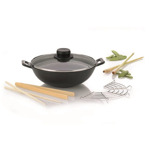 Wok en fonte avec accessoires 24 cm 2 personnes Kela - Mathon