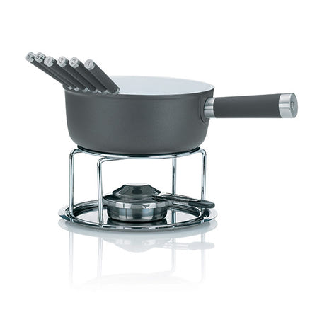 Service à fondue revêtement céramique 6 personnes gris Kela - Mathon - 1
