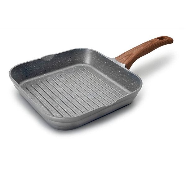 Grill carré Stilo avec poignée imitation bois 24 cm Lacor - Mathon