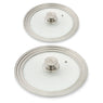 Lot 2 couvercles en verre et inox multidiamètre 16,18 et 20 cm et 24, 26 et 28 cm  Mathon - Mathon - 1