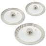 Lot 3 couvercles en verre et inox multidiamètre 16, 18, 20 cm + 24, 26, 28 cm + 28, 30 et 32 cm  Mathon - Mathon - 1