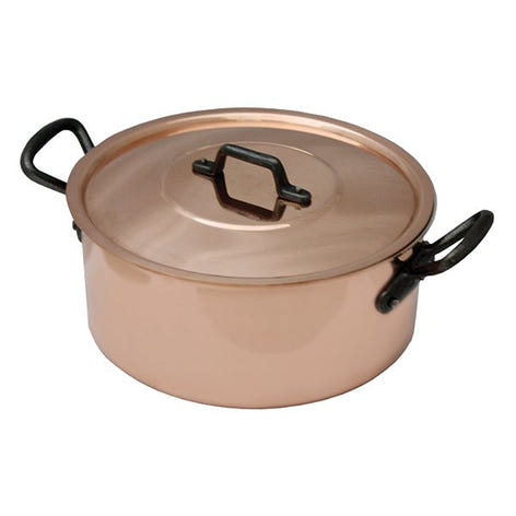 Faitout avec couvercle en cuivre massif 24 cm Baumalu - Mathon - 1