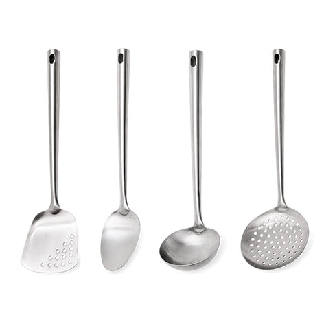 Set 4 ustensiles en inox louche cuillère spatule écumoire Mathon - Mathon - 1