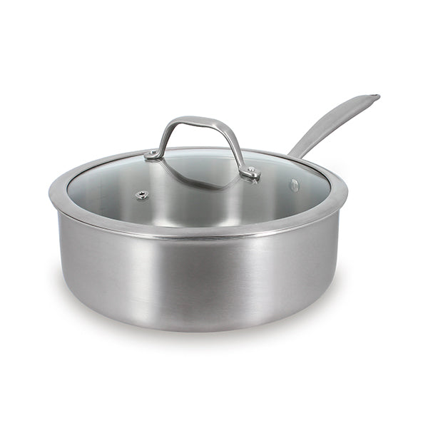 Sauteuse tout inox Triply 24 cm et couvercle en verre Menastyl - Mathon - 1