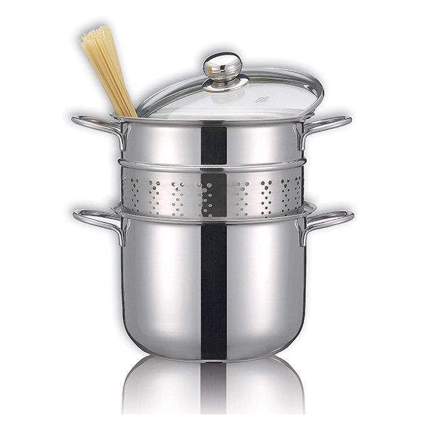 Cuiseur à pâtes en inox 18 10 avec couvercle en verre 22 cm 5 L Inoxriv - Mathon - 1