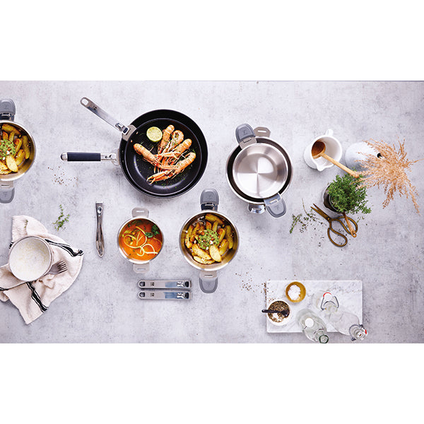 Set 4 casseroles inox Select 14, 16, 18 et 20 cm avec poignée amovible grise Beka - Mathon - 2