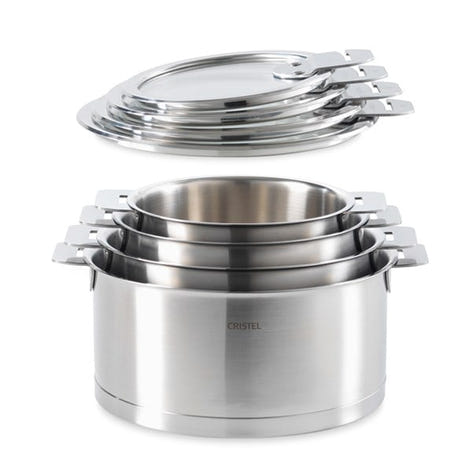 Lot 4 casseroles inox Strate sans manche 14, 16, 18 et 20 cm et 4 couvercles Cristel - Mathon - 1