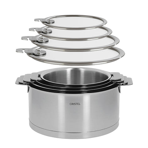 Lot 4 casseroles inox Strate sans manche 14, 16, 18 et 20 cm et 4 couvercles Cristel - Mathon - 2
