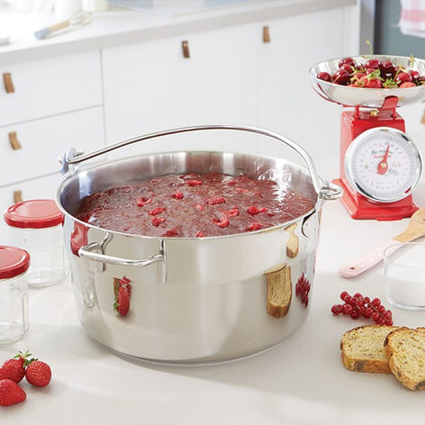 Lot marmite à confiture ou crustacé et couvercle inox 30 cm - Mathon - 2