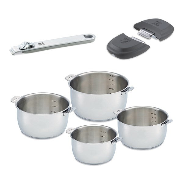 Lot 4 casseroles Select avec une poignée et 2 anses gris Beka - Mathon - 1