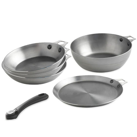 Batterie de cuisine 5 pièces acier Minéral B et manche amovible De Buyer - Mathon - 1