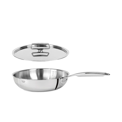 Lot poêle sautoir tout inox Castel’Pro 28 cm et couvercle Cristel - Mathon - 1
