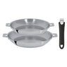 Lot 2 poêles tout inox Mutine 24 et 28 cm et manche amovible Cristel - Mathon - 1