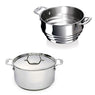 Lot faitout inox Chef 20 cm avec couvercle et multi passoire vapeur Beka - Mathon