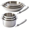 Lot 3 casseroles et 3 poêles tout inox Clips’Inox et 2 manches amovibles Mathon - Mathon - 1