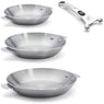 Lot 3 poêles tout inox Alchimy Loqy 20, 24 et 28 cm et manche amovible De Buyer - Mathon - 1