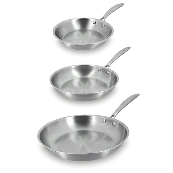 Lot 3 poêles tout inox Triply 20, 24 et 28 cm  Menastyl - Mathon - 1
