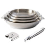 Lot 4 poêles tout inox Clips’Inox 20, 24, 28 et 32 cm avec manche et anse amovibles Mathon - Mathon - 1