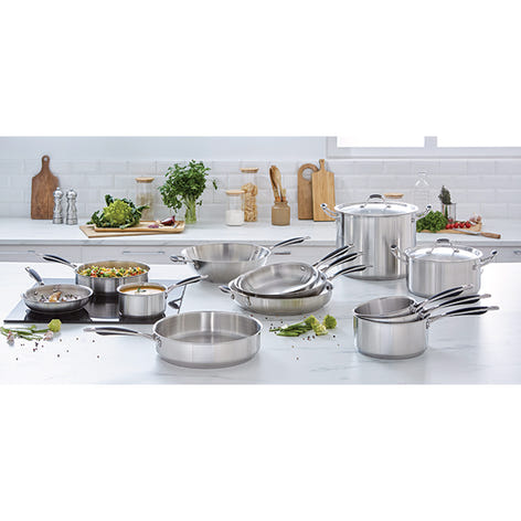 Lot 3 casseroles 16, 18 et 20 cm et 3 poêles 20, 24 et 28 cm tout inox Excell’Inox Mathon - Mathon - 2