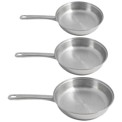 Lot 3 poêles tout inox avec fond grill 20, 24 et 28 cm Artame - Mathon - 1