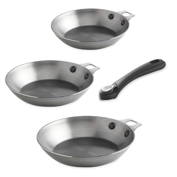 Lot 3 poêles acier Minéral B 20, 24 et 28 cm et manche amovible De Buyer - Mathon - 1