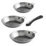 Lot 3 poêles acier Minéral B 20, 24 et 28 cm et manche amovible De Buyer - Mathon - 1