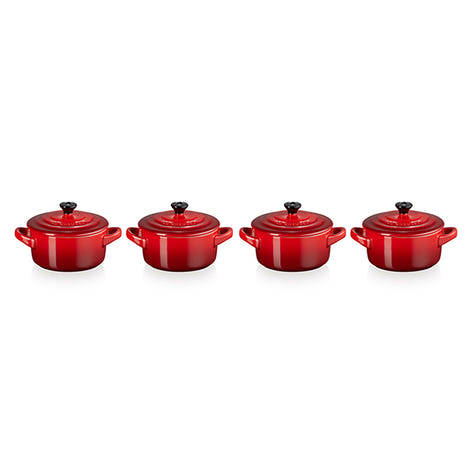 Set 4 mini-cocottes céramique 10 cm Cerise Le Creuset - Mathon - 1