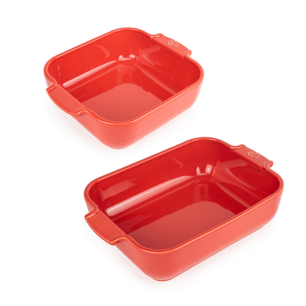 Lot de 2 plats à four céramique Appolia rouge 21 et 25 cm Peugeot - Mathon - 1