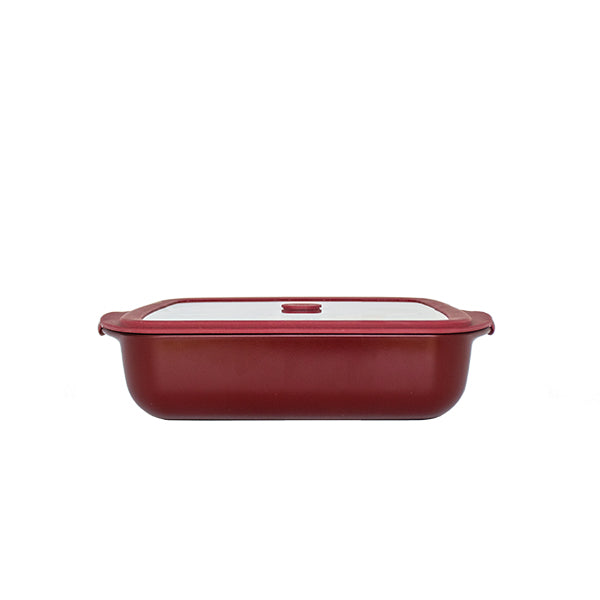 Plat à four rectangulaire en verre borosilicate avec couvercle Grenat 0,8 L Pebbly - Mathon - 5