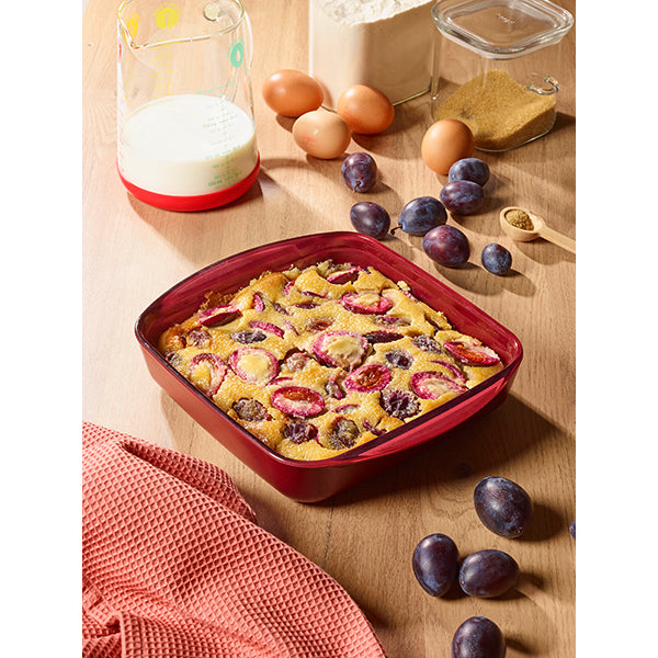 Plat à four carré en verre borosilicate avec couvercle Grenat 1,6 L Pebbly - Mathon - 4