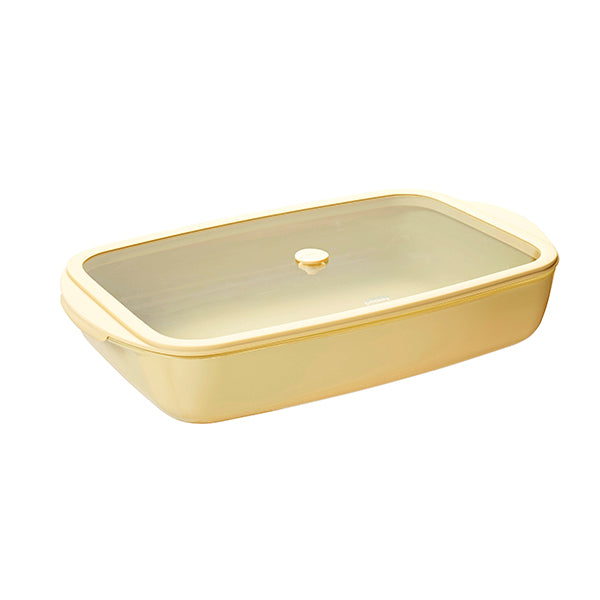Plat à four rectangulaire en verre borosilicate avec couvercle Crème 3,6 L Pebbly - Mathon - 1
