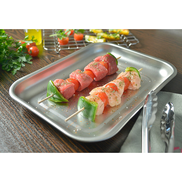 Lot plat à four rectangulaire bas 30 cm et grille 28 cm en acier inoxydable Steel Pan - Mathon - 5