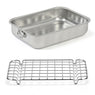 Lot plat à four rectangulaire haut 40 cm et grille 38 cm en acier inoxyable  Steel Pan - Mathon - 1
