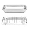 Lot plat à four rectangulaire bas 30 cm et grille 28 cm en acier inoxydable Steel Pan - Mathon - 1